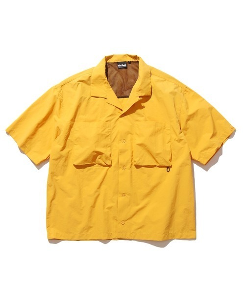未使用 WILDTHINGS ワイルドシングス 半袖A/Cシャツ ゴールド Mサイズ S/S CAMP SHIRTS ナイロンシャツ ボックスシルエット