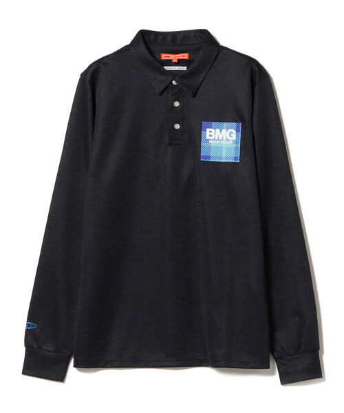 未使用 定価17,000 ビームスゴルフ BEAMS GOLF ORANGE LABEL チェック ジャカード ロングスリーブ ポロシャツ Mサイズ ブラック