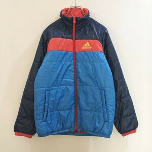 ◆お洒落な逸品◆ADIDAS/アディダス 中綿 ナイロンジャケット ジャンパー 防寒 ブルー レッド キッズ 150 ON1275