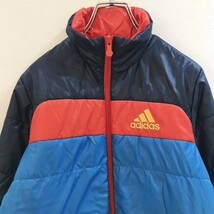 ◆お洒落な逸品◆ADIDAS/アディダス 中綿 ナイロンジャケット ジャンパー 防寒 ブルー レッド キッズ 150 ON1275_画像4