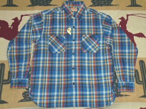 22 東洋 シュガーケーン SC28956 125 ブルー M 長袖 ツイル チェック ワークシャツ