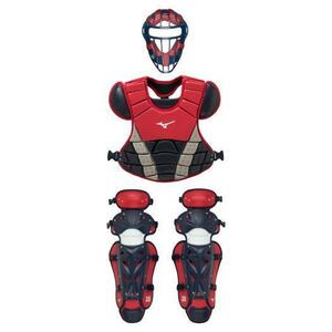 32 limited goods Mizuno boy for softball type catcher protector 3 point set red × navy sack attaching 1DJPC01762 new goods 