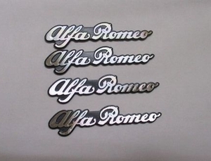 [ новый товар * быстрое решение ] Alpha Romeo чёрный × серебряный стикер 5cm пластик 4 шт 