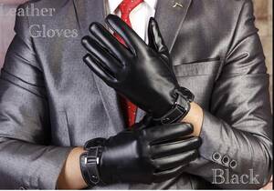  gloves men's leather gloves leather glove reverse side nappy leather leather protection against cold bike liquid crystal touch panel correspondence touring smartphone gloves black black 