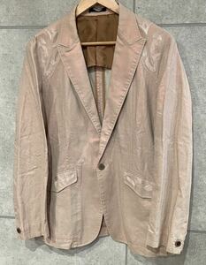  spring autumn .! TORNADO MART Tornado Mart product processing flax .1B tailored jacket embroidery beige group L size men's 0 new ×