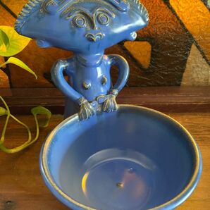 フラワーポット　小物入れ　陶器　オブジェ　ブルー　鉢カバー　フラワーベース　ディスプレイ　ヨーロッパ