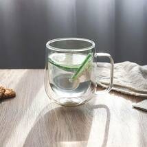 clear cup VKCHEF ダブルウォール グラスカップ 300ml 1個 二重構造 耐熱ガラス コーヒーカップ グラス マ_画像6