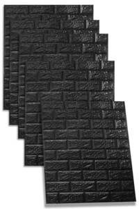 5枚セット 3D 壁紙 レンガ調 ブラック DIYクッション シール シート 60*60cm 立体 壁用 sl904-bk-5p