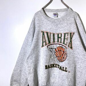 【レア】90s USA製 AVIREX アヴィレックス RUSSELL ラッセル コラボ トレーナー Lサイズ 長袖 スウェット グレー ビンテージ