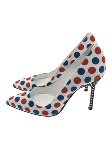 MANOLO BLAHNIK◆BB 105 linnen polka dot pumps/119-0622-0004/パンプス/36/WHT