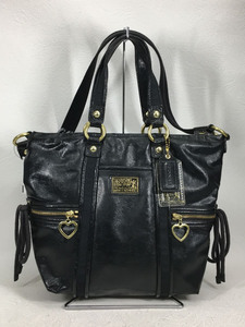 COACH◆ショルダーバッグ/PVC/BLK/無地/F20027