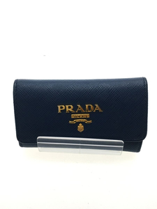 PRADA◆SAFFIANO METAL/1PG004/小物/レザー/BLU/無地/レディース