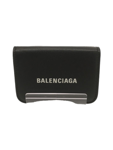 BALENCIAGA◆3つ折り財布/レザー/BLK/メンズ