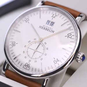 S2753【BSJW】MICHEL HERBELIN ミッシェル エルブラン メンズ ウォッチ 18247 スモールセコンド レザーベルト 時計 正規品 本物