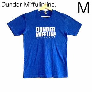 輸入古着 バラエティ番組 アドバタイジング Tシャツ ブルー 企業ロゴ ペーパーカンパニー Dunder Mifflin ダンダーミフリン