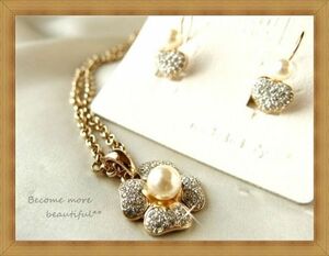 ★未使用★ITALY製 noemi 18KTピアス＆お花ネックレスSET2★0-2.