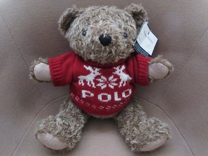 90's Ralph Lauren 1998 year Polo Bear - reindeer snow. crystal POLO knitted soft toy Polo Bear BEAR doll RALPH LAUREN Christmas sweater /