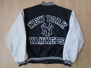 90's USA производства New York Yankees арка NY Logo нашивка рукав кожа куртка L New York yan Keith Stadium жакет натуральная кожа MLB рисовое поле средний . большой /