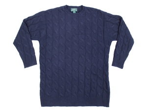 LAUREN RALPH LAUREN low Len Ralph Lauren melino wool cable knitted sweater ( woman M) navy 