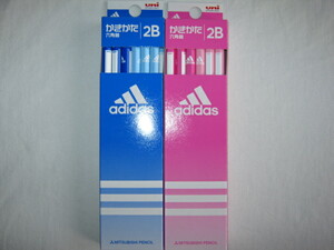 ★新品未開封品 三菱鉛筆 adidas アディダス uni ユニ かきかた鉛筆 六角軸 2B 12本入×2点 24本 アオ&ピンク 青 日本製 文具 筆記用具★