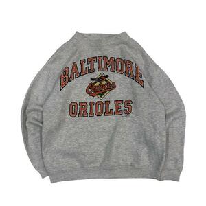 USA 古着 USA製 90s LOGO7 3段プリント 90年代 トレーナー スウェット クルーネック グレー M