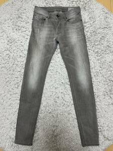 美品 DIESEL SLEENKER SLIM SKINNY W28 L32 グレー 灰 ストレッチ スキニー デニム パンツ