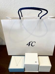 新品 正規品 4℃ ヨンドシー ネックレス k10 ダイヤモンド 4粒ダイヤ箱 紙袋 リボンラッピング ホワイトゴールド ゴールド プレゼント