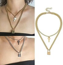 ♪ 2連 錠 鍵 ネックレス ♪ ジュエリー ペンダント オシャレ チェーン 多層 レディース ネックレス アクセサリー 金 z1_画像3