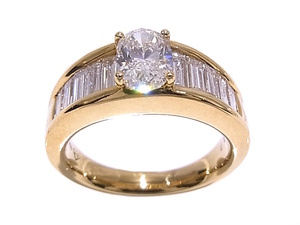 K18 YG yellow gold ring ring diamond centre 1.026ct side diamond total 1.21ct [ used ][ degree A+][ beautiful goods ]