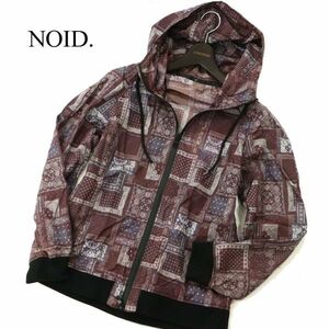 NOID. ノーアイディー 通年 ペイズリー柄★ ラグラン ダブルジップ ナイロン フーディー パーカー ブルゾン Sz.1　メンズ　C3T00994_2#O