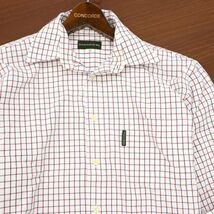 THE SCOTCH HOUSE スコッチハウス 通年 ロゴタグ トリコロールカラー 格子柄★ チェック 長袖 シャツ Sz.M　メンズ 白　C3T01270_2#C_画像3