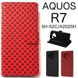 AQUOS R7 SH-52C (docomo)/AQUOS R7 A202SH (Softbank) スマホケース チェック柄 デザイン手帳型ケース