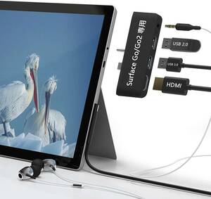 Surface Go / Surface Go 2 専用 USB ハブ 4K@30Hz HDMIポート+USB 3.0ポート+3.5mmヘッドフォンジャック+USB2.0ポート