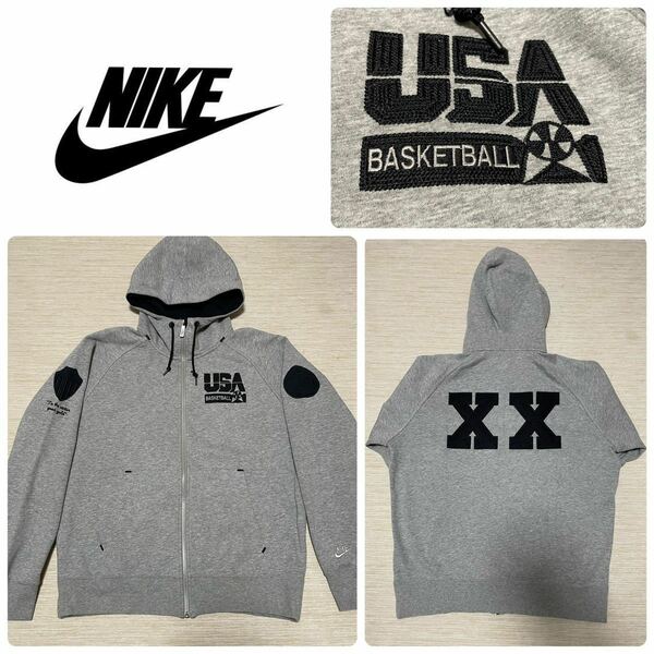 極美 NIKE dream team XX テックフリース 裏フリース ロゴ 刺繍 スウェット パーカー フーディー Hooded XL basketball USA