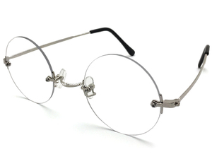 TWO POINT RIMLESS 丸眼鏡 for JAPANESE SILVER × CLEAR/ツーポイントリムレスラウンドサングラスforジャパニーズカジュアルuvカット