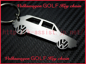 VW フォルクスワーゲン ゴルフ GOLF シルエット ステンレス キーホルダー 新品