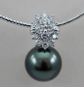  platinum black pearl 14.3mm pendant 1 point thing custom jewelry 