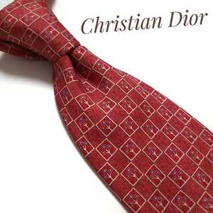 美品 Christian Dior クリスチャン ディオール ネクタイ ハイブランド 赤系 2496