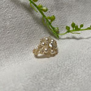 ビーズリング パール ハンドメイド