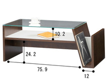 東谷 モカ コーヒーテーブル ブラウン W90×D42×H37 MOC-01BR ロー センター ガラス テーブル マガジンラック メーカー直送 送料無料_画像2