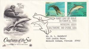 【ＦＤＣ】海の生き物：イルカ、カワウソ（１９９０年）（アメリカ）実逓　t3227