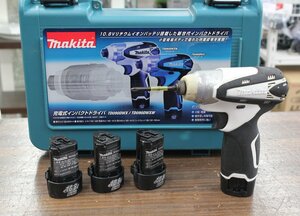 動作確認済 makita/マキタ 充電式インパクトドライバ TD090D ホワイト バッテリ BL1013 ×4 付属 充電器別売り 領収書発行可能