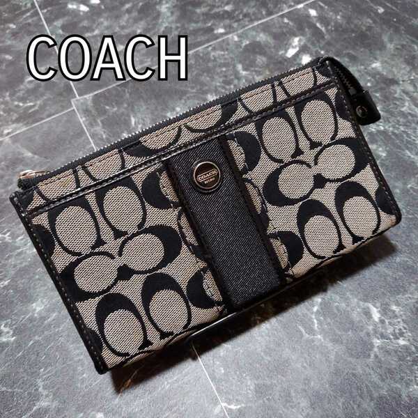 コーチ　COACH　長財布　シグネチャー　グレー