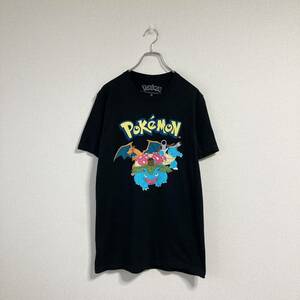 Pokemon ポケモン 初代御三家 Tシャツ 半袖 ブラック - Size M