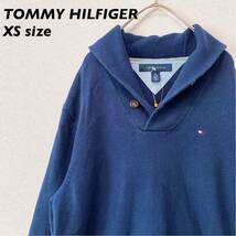 トミーヒルフィガー　ニット　セーター　ショールカラー　フラッグロゴ　男女兼用　TOMMY HILFIGER プルオーバー　コットンニット　XS_画像1