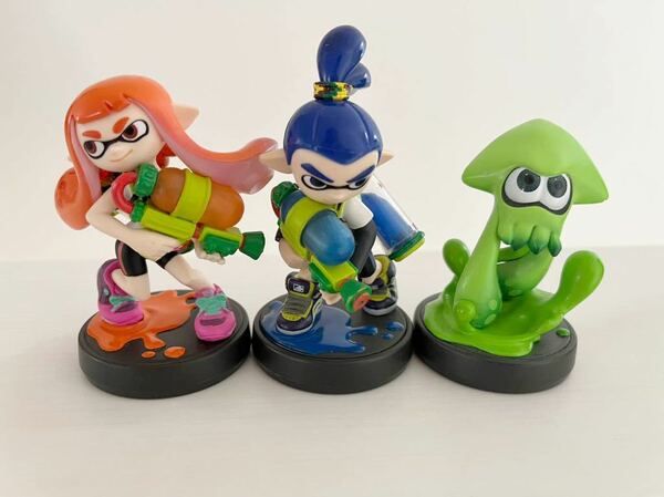 amiibo ガール オレンジ ボーイ ブルー イカ グリーン アミーボ トリプルセット スプラトゥーン