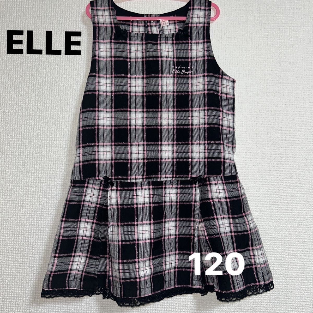 海外 正規品 【新品】エル ELLE ジャンパースカート ワンピース 赤 チェック 90 値引き セール:401円 ブランド:エル シングルピース Elle エル チェック プリーツ スカート 90 ピンク