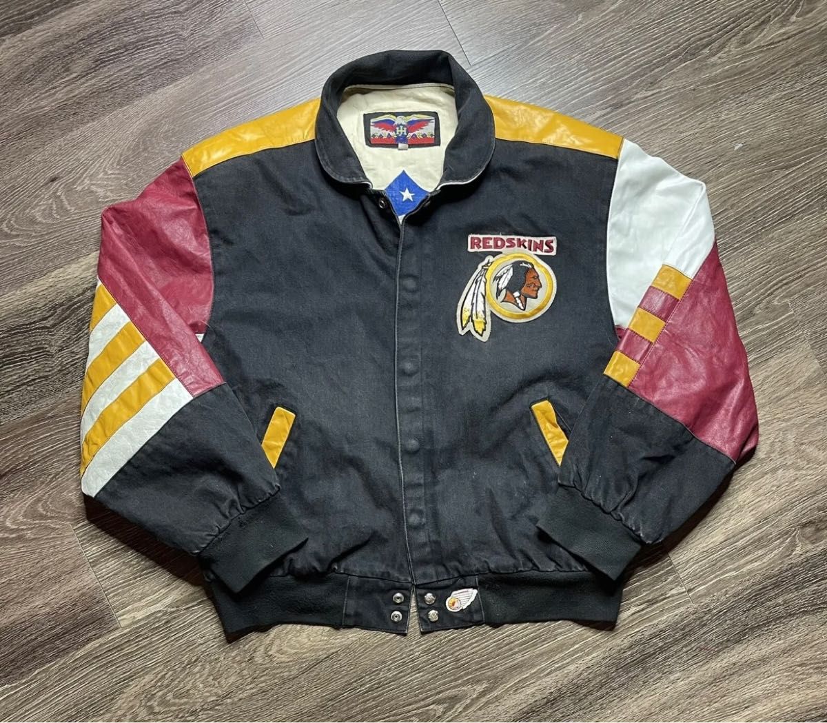 90s USA製 ジェフハミルトン NFL スタジャン XL レッドスキンズ-