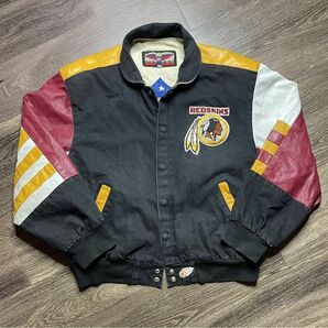 90s USA製 ジェフハミルトン NFL スタジャン XL レッドスキンズ