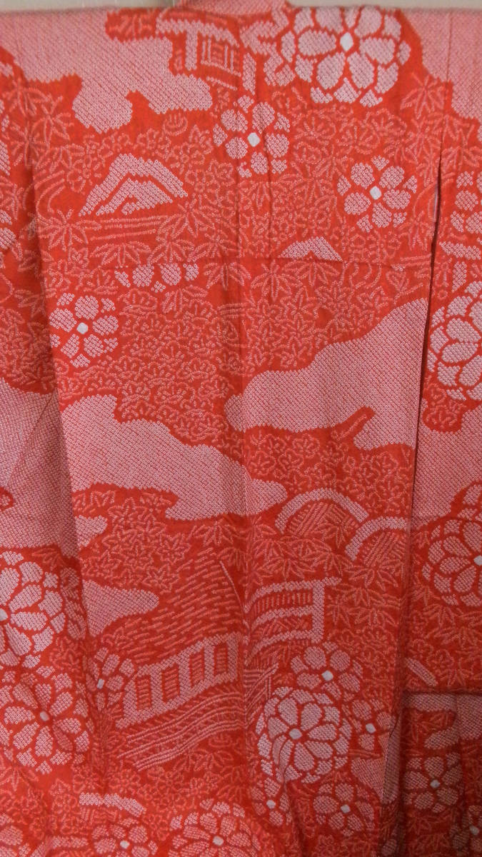 専用 振袖 総絞り 菊 唐花 下がり藤 オレンジ 正絹 着物 袷 極美品